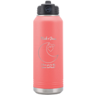 Personalized coral 32 oz vacuum insulated water bottle with 'Love You To the Moon' design