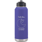 Personalized purple 32 oz vacuum insulated water bottle with 'Love You To the Moon' design