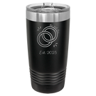 Personalized black 20 oz vacuum insulated tumbler with 'Mr Mrs Est' design