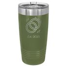 Personalized olive green 20 oz vacuum insulated tumbler with 'Mr Mrs Est' design