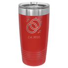 Personalized red 20 oz vacuum insulated tumbler with 'Mr Mrs Est' design