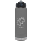 Personalized dark gray 20 oz vacuum insulated water bottle with 'Mr Mrs Est' design