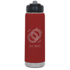 Personalized maroon 20 oz vacuum insulated water bottle with 'Mr Mrs Est' design