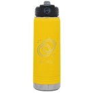 Personalized yellow 20 oz vacuum insulated water bottle with 'Mr Mrs Est' design