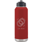 Personalized maroon 32 oz vacuum insulated water bottle with 'Mr Mrs Est' design