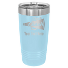 Personalized light blue 20 oz vacuum insulated tumbler with 'Cheer Coach2' design