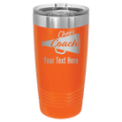 Personalized orange 20 oz vacuum insulated tumbler with 'Cheer Coach2' design
