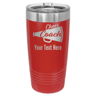 Personalized red 20 oz vacuum insulated tumbler with 'Cheer Coach2' design