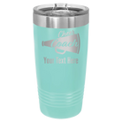 Personalized teal 20 oz vacuum insulated tumbler with 'Cheer Coach2' design