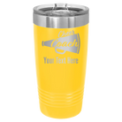 Personalized yellow 20 oz vacuum insulated tumbler with 'Cheer Coach2' design