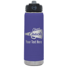 Personalized purple 20 oz vacuum insulated water bottle with 'Cheer Coach2' design