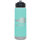 Personalized teal 20 oz vacuum insulated water bottle with 'Cheer Coach2' design