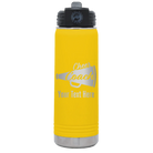 Personalized yellow 20 oz vacuum insulated water bottle with 'Cheer Coach2' design