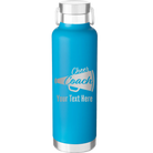 Personalized aqua 24 oz vacuum insulated water bottle with 'Cheer Coach2' design
