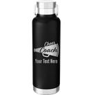 Personalized black 24 oz vacuum insulated water bottle with 'Cheer Coach2' design