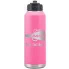 Personalized pink 32 oz vacuum insulated water bottle with 'Cheer Coach2' design