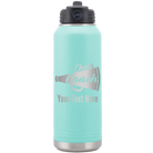 Personalized teal 32 oz vacuum insulated water bottle with 'Cheer Coach2' design