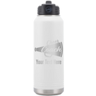 Personalized white 32 oz vacuum insulated water bottle with 'Cheer Coach2' design