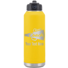 Personalized yellow 32 oz vacuum insulated water bottle with 'Cheer Coach2' design