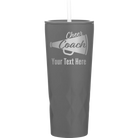 Personalized slate 20 oz vacuum insulated tumbler with 'Cheer Coach2' design