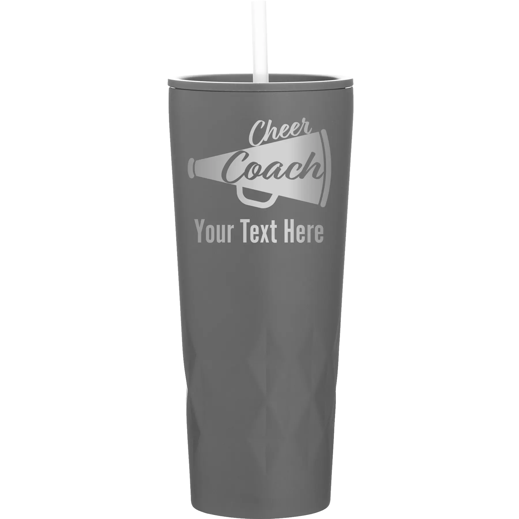 Personalized slate 20 oz vacuum insulated tumbler with 'Cheer Coach2' design