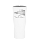 Personalized white 20 oz vacuum insulated tumbler with 'Cheer Coach2' design