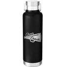 Laser etched black 24 oz vacuum insulated water bottle with 'Cheer Coach' design