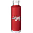 Laser etched red 24 oz vacuum insulated water bottle with 'Cheer Coach' design