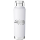 Laser etched white 24 oz vacuum insulated water bottle with 'Cheer Coach' design