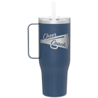 Laser etched constellation 40 oz vacuum insulated tumbler mug with 'Cheer Coach' design