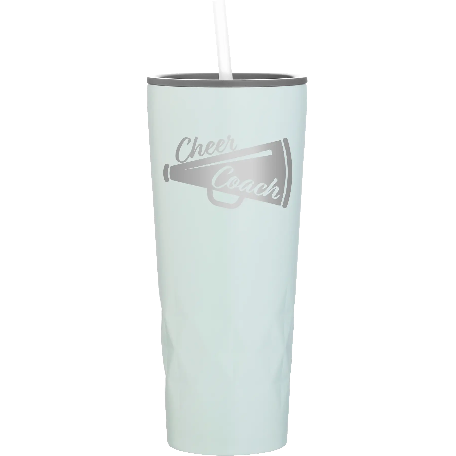Laser etched meadow 20 oz vacuum insulated tumbler with 'Cheer Coach' design