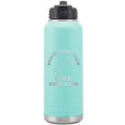 Personalized teal 32 oz vacuum insulated water bottle with 'WORLDS BEST COACH' design