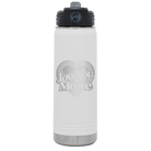 Laser etched white 20 oz vacuum insulated water bottle with 'Love You More Retro' design