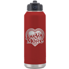 Laser etched maroon 32 oz vacuum insulated water bottle with 'Love You More Retro' design
