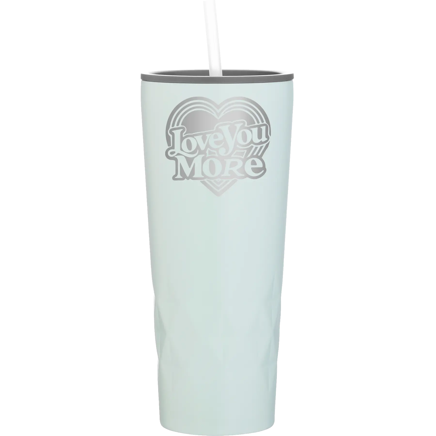 Laser etched meadow 20 oz vacuum insulated tumbler with 'Love You More Retro' design