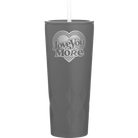 Laser etched slate 20 oz vacuum insulated tumbler with 'Love You More Retro' design