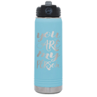 Laser etched light blue 20 oz vacuum insulated water bottle with 'You are my Person' design