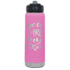 Laser etched light purple 20 oz vacuum insulated water bottle with 'You are my Person' design