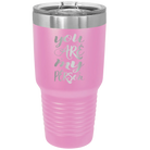 Laser etched light purple 30 oz vacuum insulated tumbler with 'You are my Person' design