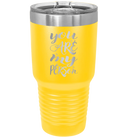 Laser etched yellow 30 oz vacuum insulated tumbler with 'You are my Person' design