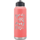 Laser etched coral 32 oz vacuum insulated water bottle with 'You are my Person' design