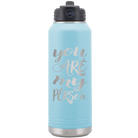 Laser etched light blue 32 oz vacuum insulated water bottle with 'You are my Person' design