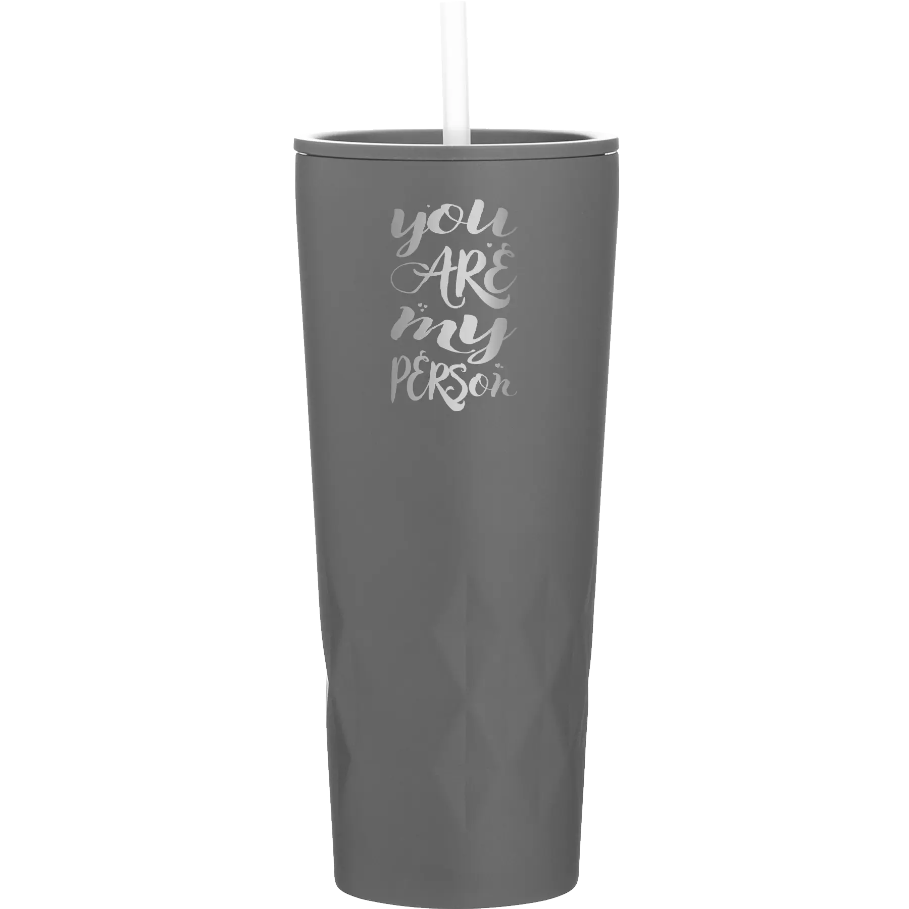 Laser etched slate 20 oz vacuum insulated tumbler with 'You are my Person' design