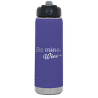 Laser etched purple 20 oz vacuum insulated water bottle with 'Be Wine' design
