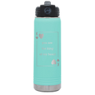 Laser etched teal 20 oz vacuum insulated water bottle with 'You Are the King of My Heart' design