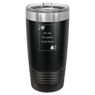 Laser etched black 20 oz vacuum insulated tumbler with 'You Are the Queen of My Heart' design