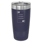 Laser etched navy 20 oz vacuum insulated tumbler with 'You Are the Queen of My Heart' design