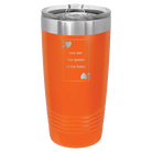 Laser etched orange 20 oz vacuum insulated tumbler with 'You Are the Queen of My Heart' design