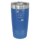 Laser etched royal blue 20 oz vacuum insulated tumbler with 'You Are the Queen of My Heart' design