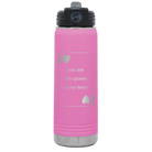 Laser etched light purple 20 oz vacuum insulated water bottle with 'You Are the Queen of My Heart' design